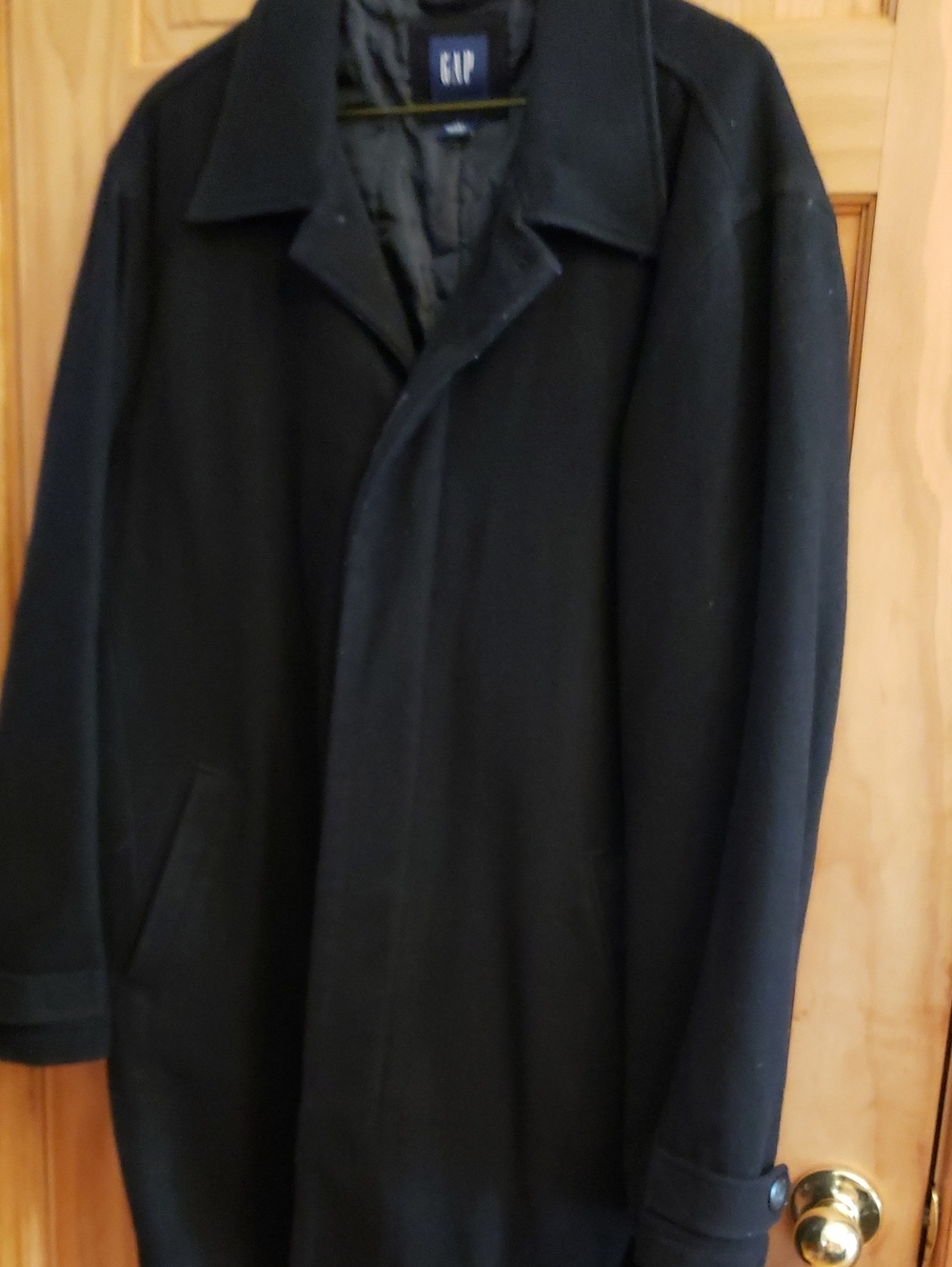 GAP Men's Black Pea Coat - Single-Breasted Wool Blend